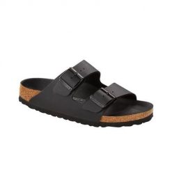 Klapki męskie Birkenstock Arizona BS. Czarne klapki męskie Birkenstock, bez wzorów, z materiału, bez zapięcia. Za 419.00 zł.