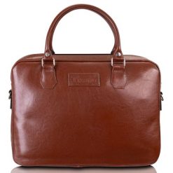 Torba skórzana Tizano TM05 brązowa. Brązowe torby na laptopa damskie TIZANO, bez wzorów, z materiału. Za 414.00 zł.