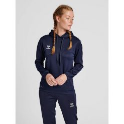 Bluza do piłki ręcznej damska Hummel Core XK z kapturem. Niebieskie bluzy damskie Hummel, xl, bez wzorów, sportowe, bez ramiączek, z kapturem. Za 191.00 zł.