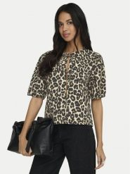 ONLY Bluzka Jenna 15368592 Beżowy ciemny Regular Fit. Brązowe bluzki damskie ONLY, s, bez wzorów, z syntetyku, bez kołnierzyka, bez ramiączek. Za 149.99 zł.