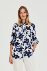 Koszula w kwiaty biała. Białe koszule damskie MOODO, l, bez wzorów, z wiskozy, bez kołnierzyka, bez ramiączek. Za 119.99 zł.