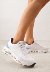 Białe Siateczkowe Buty Sportowe na Podeszwie z Otworami Quilvia. Białe obuwie sportowe damskie Renee, bez wzorów, z materiału, bez zapięcia. Za 119.99 zł.