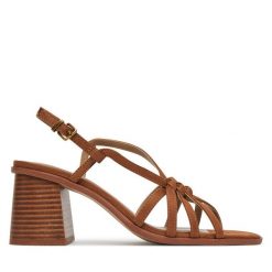 Sandały Pepe Jeans. Brązowe sandały damskie Pepe Jeans, bez wzorów, z jeansu, bez obcasa, na słupku, bez zapięcia. Za 339.99 zł.