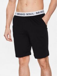 Brave Soul Szorty piżamowe MLWB-149KEV Czarny Regular Fit. Czarne szorty męskie Brave Soul, bez wzorów, z bawełny. Za 89.99 zł.