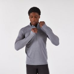 Bluza do biegania męska Kiprun Run 100 Warm ocieplana. Szare bluzy męskie KIPRUN, m, bez wzorów, z materiału, sportowe, bez ramiączek, bez kaptura. Za 59.99 zł.