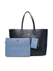 Tommy Hilfiger Torebka Th Icon AW0AW17667 Granatowy. Niebieskie shopperki damskie Tommy Hilfiger, bez wzorów, ze skóry, bez dodatków. Za 519.99 zł.
