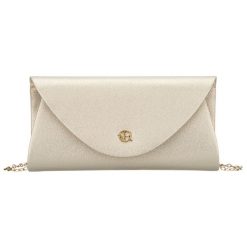 Złota kopertówka damska wykonana ze skóry ekologicznej zapinana klipsem magnetycznym Rovicky R-XS029-1. Żółte torebki do ręki damskie ROVICKY, bez wzorów, ze skóry ekologicznej, bez dodatków. Za 45.00 zł.