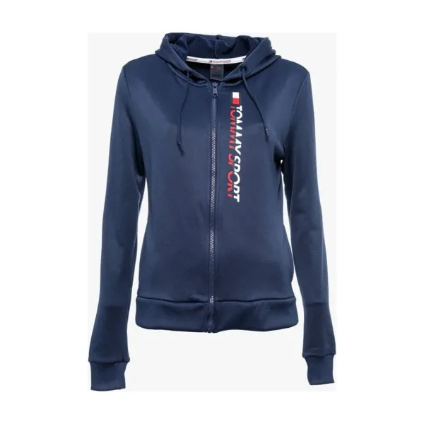 Tommy Sport Bluza Rozpinana Z Kapturem Zip Vertical Logo , granatowy, rozmiar S. Niebieskie bluzy damskie Tommy Hilfiger, s, z aplikacjami, z elastanu, sportowe, bez ramiączek, z kapturem. W wyprzedaży za 319.99 zł.