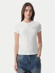 Tommy Jeans T-Shirt Ess Logo DW0DW23479 Biały Slim Fit. Białe t-shirty damskie Tommy Jeans, m, bez wzorów, z bawełny, bez kołnierzyka, bez ramiączek. Za 129.99 zł.