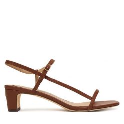 Sandały LAUREN RALPH LAUREN. Brązowe sandały damskie Lauren Ralph Lauren, bez wzorów, bez obcasa, na płaskiej podeszwie, bez zapięcia. Za 729.99 zł.