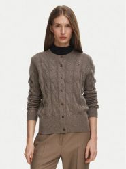 Tommy Hilfiger Kardigan Soft WW0WW52191 Beżowy ciemny Regular Fit. Brązowe kardigany damskie Tommy Hilfiger, xl, bez wzorów, z wełny, bez kołnierzyka. Za 649.99 zł.