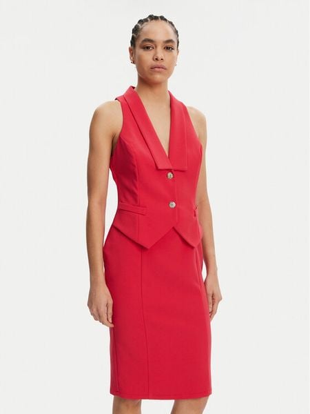 Rinascimento Sukienka koktajlowa CFC0019846002 Różowy Regular Fit. Czerwone sukienki damskie Rinascimento, m, bez wzorów, z syntetyku, wizytowe, bez kołnierzyka, bez ramiączek. Za 339.99 zł.