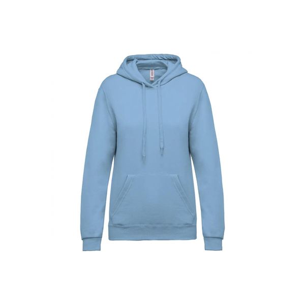 Bluza damska z kapturem Kariban. Niebieskie bluzy damskie KARIBAN, m, bez wzorów, z bawełny, bez ramiączek, z kapturem. Za 107.50 zł.