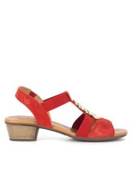Go Soft Sandały WI23-BETTY-09 Czerwony. Czerwone sandały damskie GO SOFT, bez wzorów, z materiału, bez obcasa, na słupku, bez zapięcia. Za 111.99 zł.
