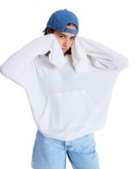 Bluza z kapturem dla Kobiety OCEAN DRIVE Biały. Białe bluzy damskie Roxy, l, bez wzorów, z dzianiny, bez ramiączek, z kapturem. Za 153.99 zł.