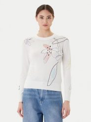 Desigual Sweter Arty 25WWJF33 Biały Regular Fit. Białe swetry nierozpinane damskie Desigual, s, bez wzorów, z wiskozy, bez kołnierzyka, bez ramiączek. Za 229.99 zł.