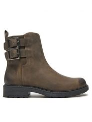 Clarks Botki Orinoco 2 Bay 26178857 Brązowy. Brązowe botki damskie Clarks, bez wzorów, ze skóry, bez obcasa, na płaskiej podeszwie, bez zapięcia. Za 579.99 zł.