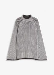Sweter oversize ze stójką. Szare swetry nierozpinane damskie bonprix, bez wzorów, bez kołnierzyka, bez ramiączek. Za 109.99 zł.