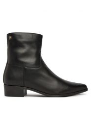 Tommy Hilfiger Botki Leather Ankle Boot W Zip FW0FW09921 Czarny. Czarne botki damskie Tommy Hilfiger, bez wzorów, ze skóry, bez obcasa, na płaskiej podeszwie, bez zapięcia. Za 699.99 zł.