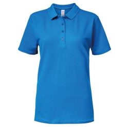 Dwukolorowa Koszulka Polo Z Krótkim Rękawem Softstyle Damska Z Krótkim Rękawem. Niebieskie koszulki sportowe damskie GILDAN, xl, bez wzorów, bez ramiączek. Za 49.99 zł.