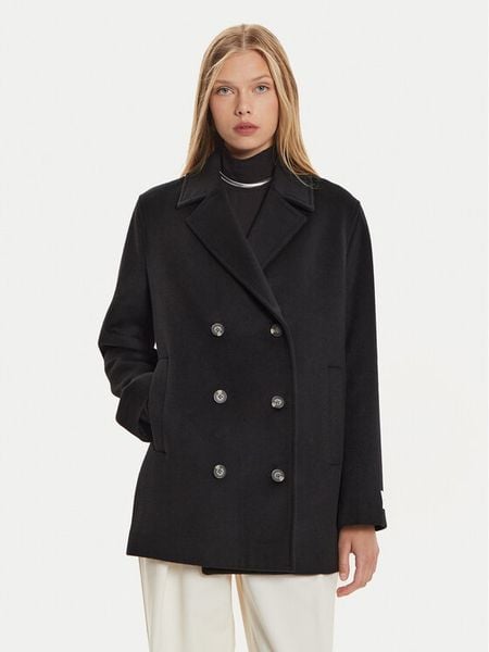 Calvin Klein Płaszcz wełniany K20K207699 Czarny Regular Fit. Czarne płaszcze damskie Calvin Klein, na zimę, bez wzorów, z syntetyku, bez kołnierzyka, bez kaptura. Za 1,009.99 zł.