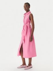 LOLA CASADEMUNT Sukienka koszulowa LS2616085 Różowy Regular Fit. Czerwone sukienki damskie LOLA CASADEMUNT, m, bez wzorów, z bawełny, bez kołnierzyka, bez ramiączek, koszulowe. Za 589.99 zł.