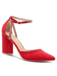 DeeZee Czółenka LISA KL-HT4587-21 Czerwony. Czerwone czółenka damskie DeeZee, bez wzorów, z materiału, bez obcasa, bez zapięcia. Za 83.99 zł.