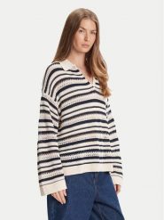 Tommy Hilfiger Sweter WW0WW46524 Beżowy Relaxed Fit. Brązowe swetry nierozpinane damskie Tommy Hilfiger, xl, bez wzorów, z bawełny, bez kołnierzyka, bez ramiączek. Za 599.99 zł.