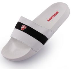 Ducati Unisex Klapki Białe Czarne 42 - Komfort i Styl. Białe klapki damskie ducati, na lato, bez wzorów, z materiału, sportowe, bez obcasa, bez zapięcia. Za 47.99 zł.