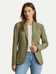LAUREN RALPH LAUREN Marynarka Bullion 200797305033 Zielony Regular Fit. Zielone marynarki i żakiety damskie Lauren Ralph Lauren, bez wzorów, z bawełny, bez kołnierzyka, bez ramiączek. Za 1,499.00 zł.