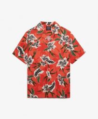 Superdry Koszula z krótkim rękawem w hawajski wzór Hibiscus Red. Czerwone koszule damskie Superdry, s, bez wzorów, z bawełny, klasyczne, bez kołnierzyka, bez ramiączek. Za 229.00 zł.