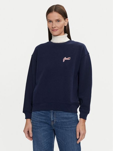 Gant Bluza 4201239 Granatowy Loose Fit. Niebieskie bluzy damskie GANT, xs, bez wzorów, z bawełny, bez ramiączek, bez kaptura. Za 449.99 zł.