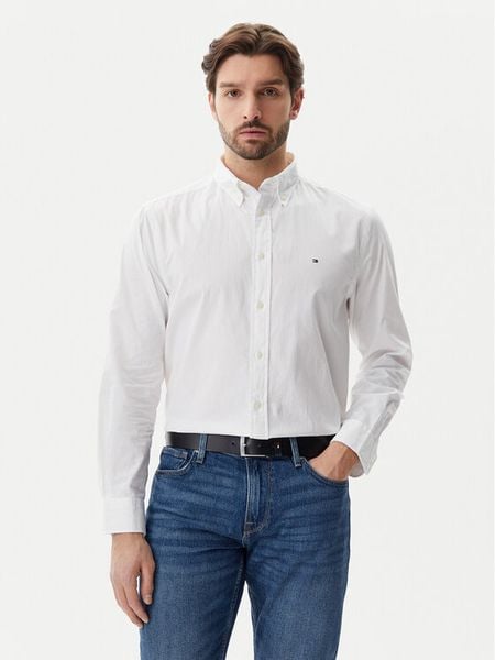 Tommy Hilfiger Koszula Core Flex MW0MW39988 Biały Regular Fit. Białe koszule męskie Tommy Hilfiger, m, bez wzorów, z bawełny, bez kołnierzyka, bez ramiączek. Za 229.99 zł.