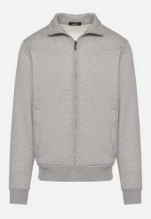 Szara Bluza Rozpinana z Bawełną Anorrive. Szare bluzy męskie Born2be, l, bez wzorów, z bawełny, bez ramiączek, bez kaptura. Za 89.99 zł.