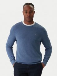Tommy Hilfiger Sweter Essential MW0MW36347 Niebieski Regular Fit. Niebieskie swetry męskie Tommy Hilfiger, m, bez wzorów, z bawełny, bez kołnierzyka, bez ramiączek. Za 429.99 zł.