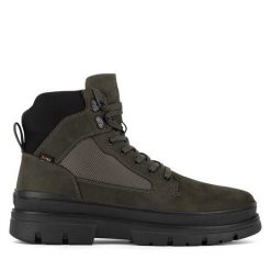 Trzewiki Rieker Revolution Lifestyle. Zielone botki męskie Rieker Revolution Lifestyle, bez wzorów, bez obcasa, bez zapięcia. Za 463.00 zł.