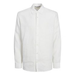 Koszula Jack & Jones Clawrence Len jasnobiała. Białe koszule męskie Jack&Jones, m, bez wzorów, ze lnu, bez kołnierzyka, bez ramiączek. Za 249.30 zł.