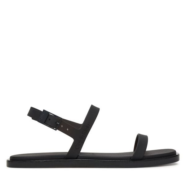 Sandały Calvin Klein. Czarne sandały damskie Calvin Klein, bez wzorów, bez obcasa, na płaskiej podeszwie, bez zapięcia. Za 228.99 zł.