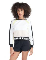 Neonowa bluza damska z okrągłym dekoltem. Białe bluzy damskie LEONE 1947 APPAREL, na lato, l, bez wzorów, z bawełny, sportowe, bez ramiączek, z kapturem. Za 126.26 zł.