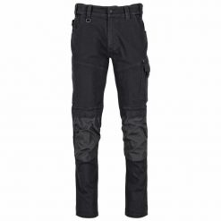 Stalco Spodnie robocze jeansowe do pasa modny krój elastyczny wytrzymały materiał potrójne szwy odblaski kieszenie na nakolanniki granatowy czarny DAN. Czarne spodnie sportowe męskie Stalco, m, bez wzorów, z jeansu. Za 165.09 zł.
