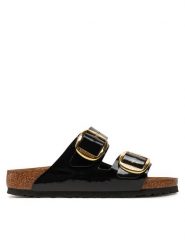 Birkenstock Klapki Arizona Big Buckle Bf 1027918 Czarny. Czarne klapki damskie Birkenstock, bez wzorów, ze skóry, bez obcasa, bez zapięcia. Za 399.99 zł.