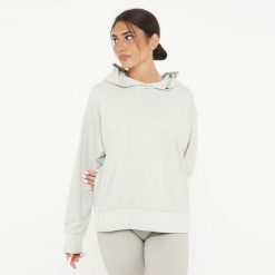 Unisex bluza z kapturem F BOXY jasnoszara. Szare bluzy damskie Legea, l, bez wzorów, z bawełny, bez ramiączek, z kapturem. Za 96.00 zł.