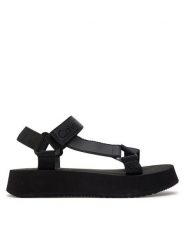 Calvin Klein Jeans Sandały Sandal Velcro Webbing Dc YW0YW01353 Czarny. Czarne sandały damskie Calvin Klein Jeans, bez wzorów, z jeansu, bez obcasa, na płaskiej podeszwie, bez zapięcia. Za 229.99 zł.