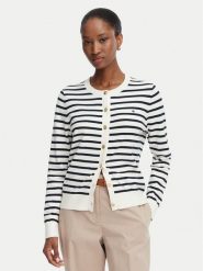 Tommy Hilfiger Kardigan Cable Fine WW0WW42370 Biały Regular Fit. Białe kardigany damskie Tommy Hilfiger, s, bez wzorów, z syntetyku, bez kołnierzyka. Za 489.99 zł.