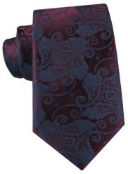 Ciemnobordowy Krawat z Granatowym Wzorem Kwiatowym - Alties. Czerwone krawaty i muchy Alties, bez wzorów, z tkaniny, eleganckie. Za 55.00 zł.