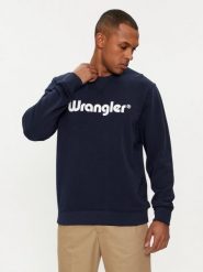 MESKA BLUZA WRANGLER LOGO CREW SWEAT NAVY 112350539. Niebieskie bluzy męskie Wrangler, m, bez wzorów, bez ramiączek, bez kaptura. Za 169.99 zł.