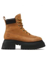 Timberland Botki Sky 6In LaceUp TB0A2KMU2311 Brązowy. Brązowe botki damskie Timberland, bez wzorów, z nubiku, bez obcasa, na płaskiej podeszwie, bez zapięcia. Za 829.99 zł.