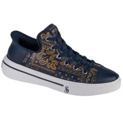 Buty sportowe Sneakersy męskie, Slip-Ins Snoop One - Double G. Niebieskie buty sportowe męskie Skechers, bez wzorów, bez zapięcia, trekkingowe. Za 419.99 zł.