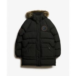 Długa kurtka Superdry Everest. Czarne kurtki męskie Superdry, m, bez wzorów, z puchu, eleganckie, bez kaptura. Za 996.80 zł.