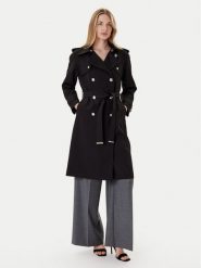 Morgan Trencz 242-GTRENCH Czarny Regular Fit. Czarne płaszcze damskie Morgan, bez wzorów, z syntetyku, bez kołnierzyka, bez kaptura. Za 569.99 zł.